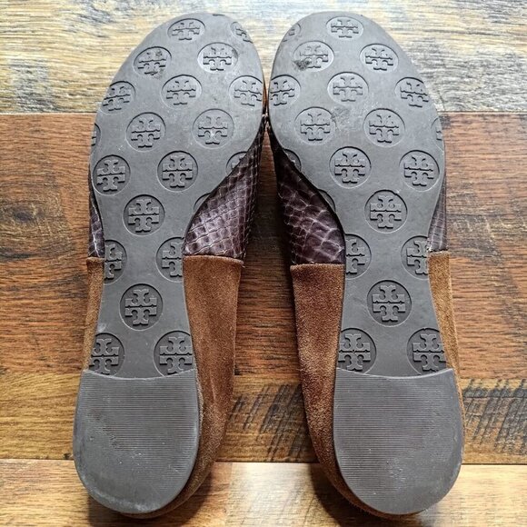 Tory Burch Women’s Reva Gold Metallic Slip On Stretch Ballet Flats Size 6.5 - Picture 7 of 8